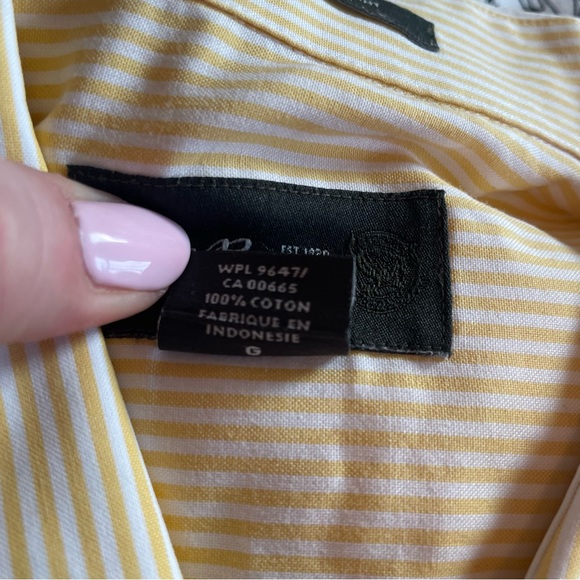 Eddie Bauer Yellow & White Striped Button-Down Collared Long Sleeve Shirt - L - Picture 9 of 12